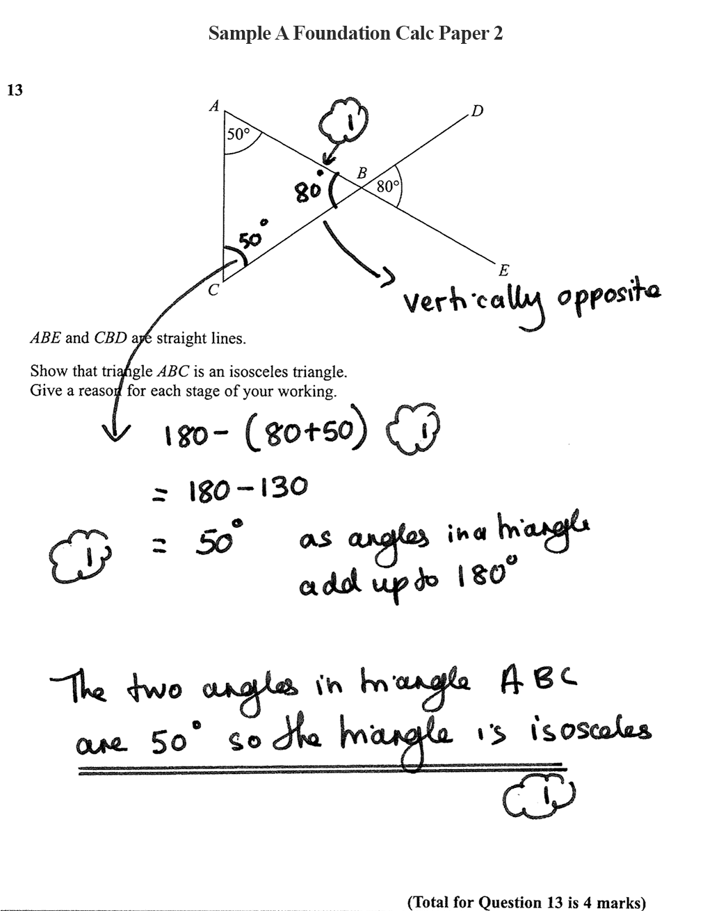 GCSE Geometry and Measure Model Answer- Five angle rules